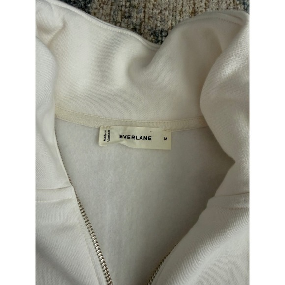 Everlane Luxe Fleece Half-Zip Sweatshirt in Bone Medium Pristine Condition - Picture 3 of 6